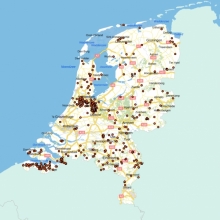 Locaties van de 5.000 toegevoegde geochemische sedimentanalyses.  Locaties van de 5.000 toegevoegde geochemische sedimentanalyses.